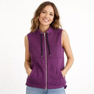 MONROW Women's Zip Front Quilted Vest Purple Pockets Size Extra Small / Small